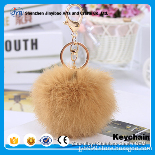 hot sale product in 2016 fluffy fox ball keyring colorful fur pom keychain